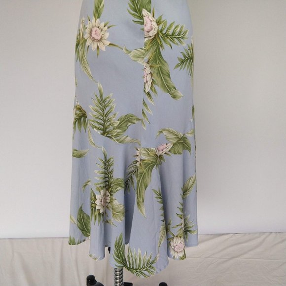 Vintage Kaua'iana Hawaiian Midi Dress Size M Petite Blue Floral Tropical *FLAWS - Picture 10 of 14